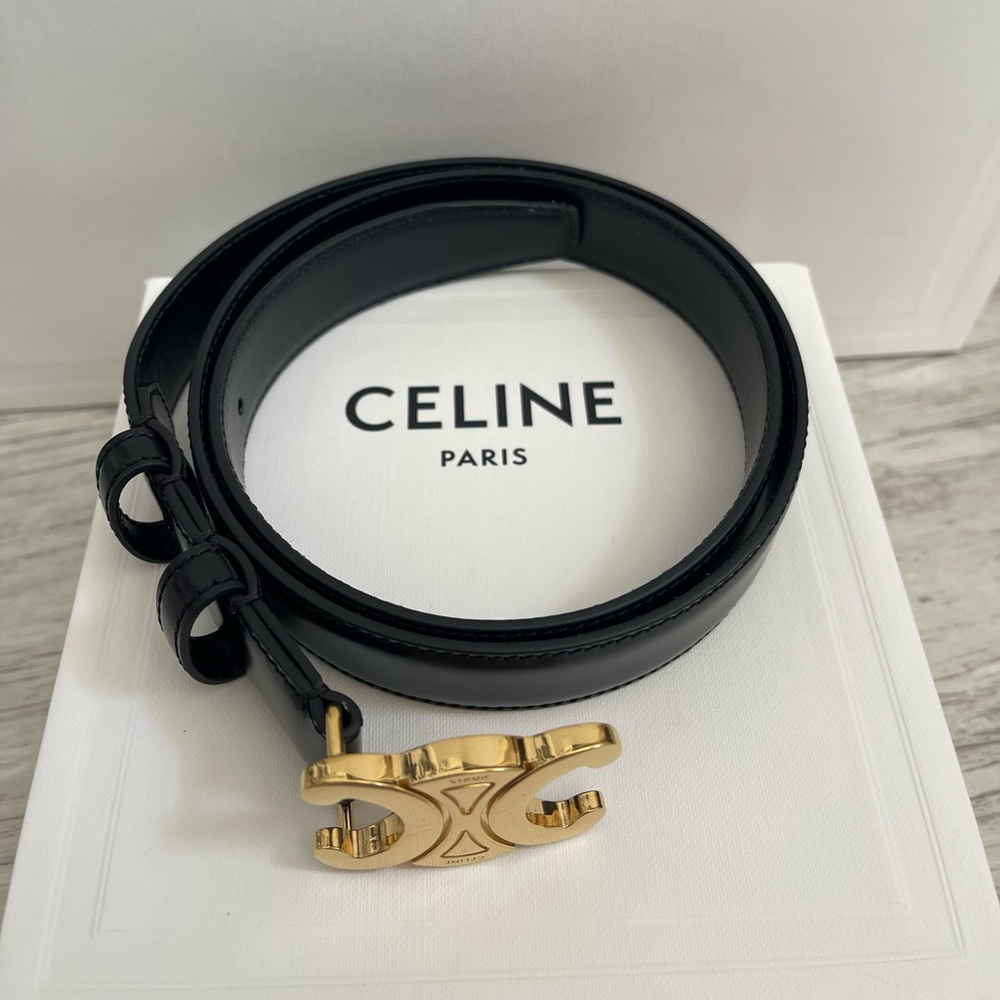 Celine MEDIUM 25MM TRIOMPHE BELT IN TAURILLON LEATHER - Picture 9 of 14